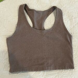 Pact organic cotton taupe cropped athletic tank